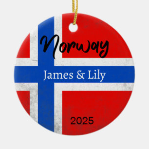 Noorwegen Vlag Ornament, gepersonaliseerd Noorwege Keramisch Ornament