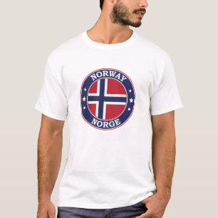 Noorwegen Vlag Ronde Cirkel Embleem T-shirt