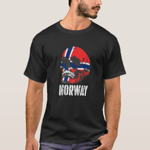 Noorwegen Vlag Skull Noorse Pride Patriotic T-shirt