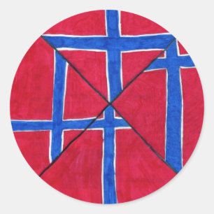 Noorwegen vlag tekening ronde sticker