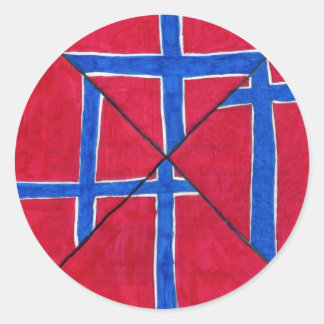 Noorwegen vlag tekening ronde sticker