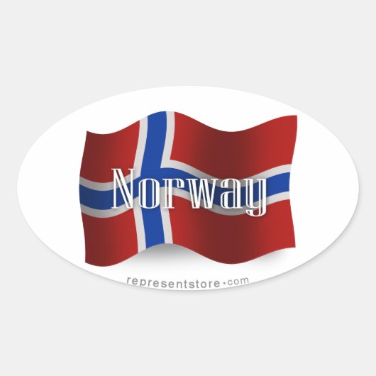 Noorwegen Waving Flag Ovale Sticker (Voorkant)