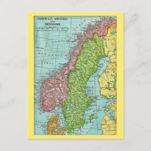 Noorwegen, Zweden & Denemarken Kaart Ansichtkaart