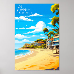 Noosa Australië vintage reisillustratie Poster