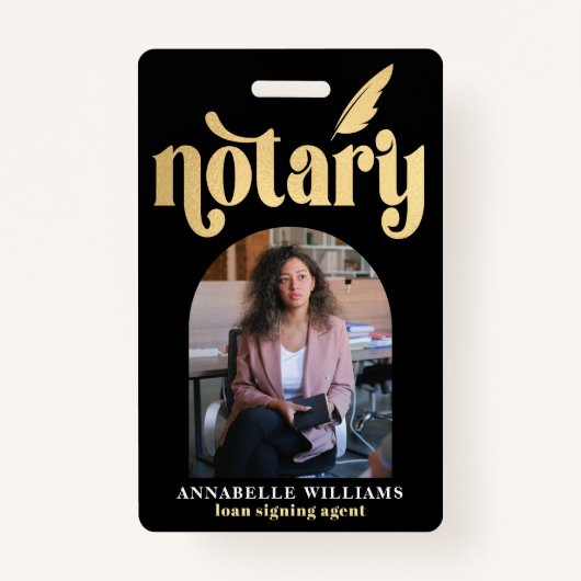 Noot Gold & Black Typografie Photo Badge (Voorkant)