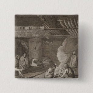 Nootka house, British Columbia Vierkante Button 5,1 Cm