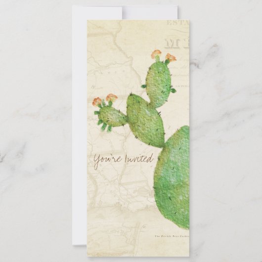 Nopal Cactus Waterverf Aankondiging (Voorkant)
