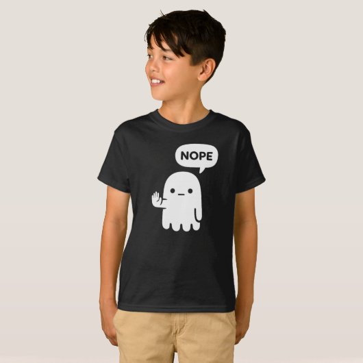 Nope Ghost | T-shirt drôle et minimal pour enfants (Devant entier)
