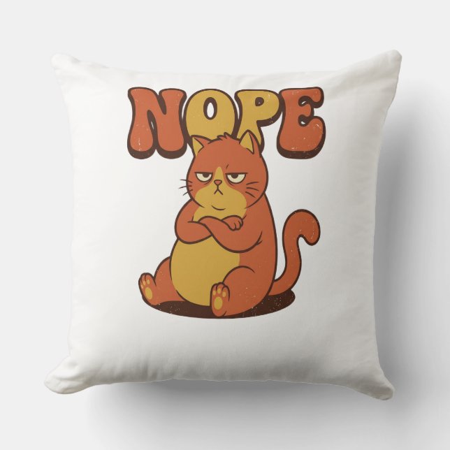 NOPE Grumpy Cat Throw Pillow Kussen (Voorkant)