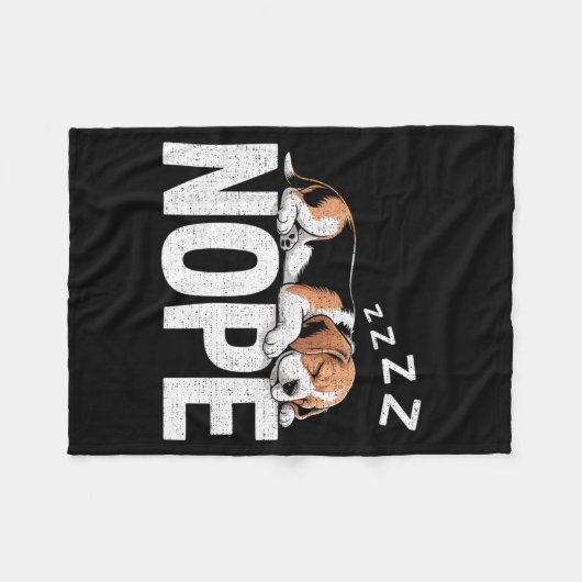 Nope Lazy Beagle Fleece Deken (Voorkant (Horizontaal))