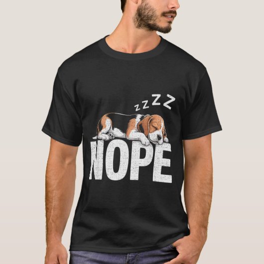 Nope Lazy Beagle T-shirt (Voorkant)