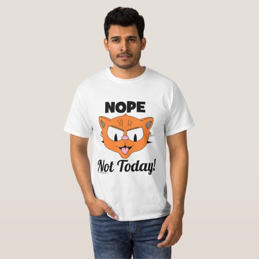 NOPE niet vandaag! Señor Gato™ Cartoon Cat T-shirt (Voorkant volledig)