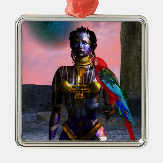 NORA CYBER WARRIOR EN MACAW Science Fiction Metalen Ornament (Voorkant)
