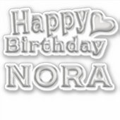 Nora Happy Birthday silver Aufkleber Sticker (Voorkant)