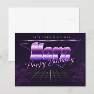 Nora prénom carte postale violette anniversaire
