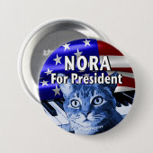 Nora voor President Button in blauw #3 (Voorkant /achterkant)