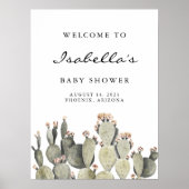 Norah - Bohemian Prickly Pear Cactus Baby shower Poster (Voorkant)