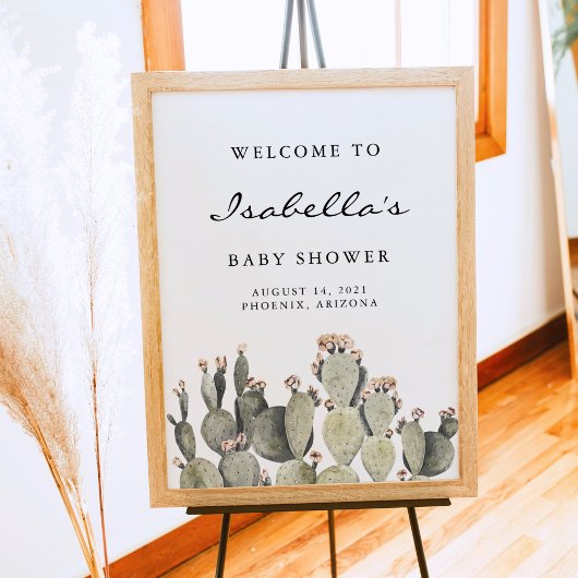 Norah - Bohemian Prickly Pear Cactus Baby shower Poster