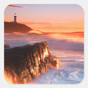 Norah Head Lighthouse Soldaten strand, Australi Vierkante Sticker