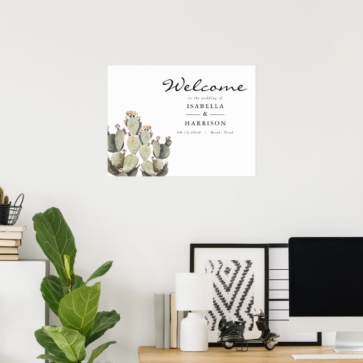 Norah - Prickly Pear Cactus Bohemian Welcome Sign Poster (Thuiskantoor)