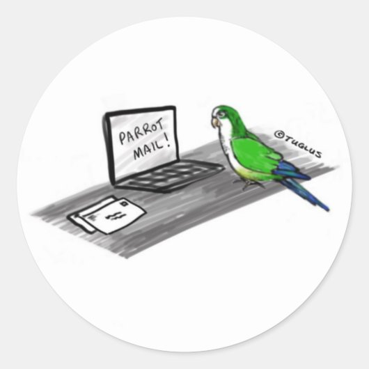 Norbert de Parrot houdt van post Ronde Sticker (Voorkant)