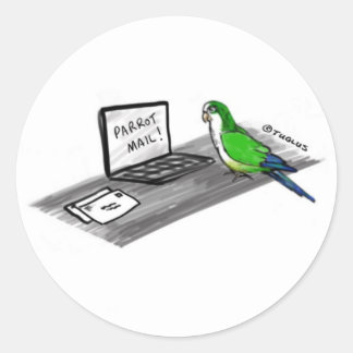 Norbert de Parrot houdt van post Ronde Sticker