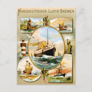 Norddeutscher Lloyd Bremen Vintage Travel Poster Briefkaart