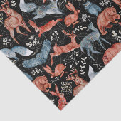 Nordic Blue Brown Animals laat Waterverf Tissuepapier (Detail)