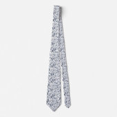Nordic Blue en Grey Leaf Pattern Stropdas (Voorkant)