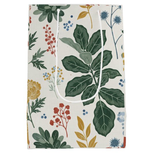 Nordic Botanical Floral and Leaf Pattern Medium Cadeauzakje (Achterkant)