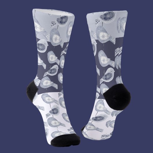 Nordic Christmas Blue Birds Sokken