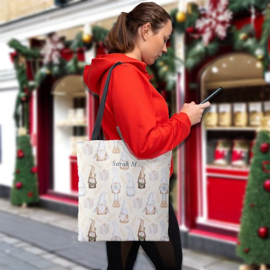 Nordic Christmas Gnomes Aangepaste naam Draagtas