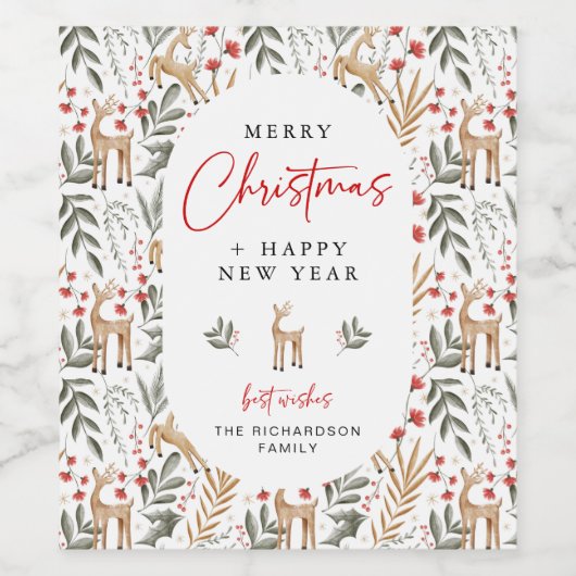 Nordic Christmas Wine Bottle Étiquette Boire Cadea (Étiquettes simples)