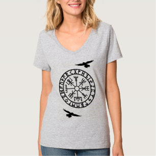 Nordic Compass, ravens, Huginn, Muninn, Viking T-shirt