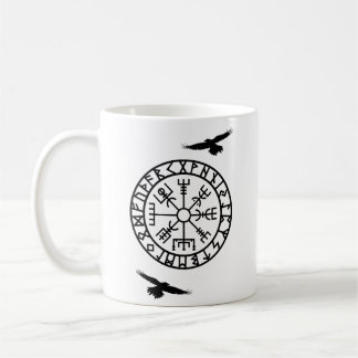 Nordic Compass, Runes, Huginn, Muninn, Viking Koffiemok
