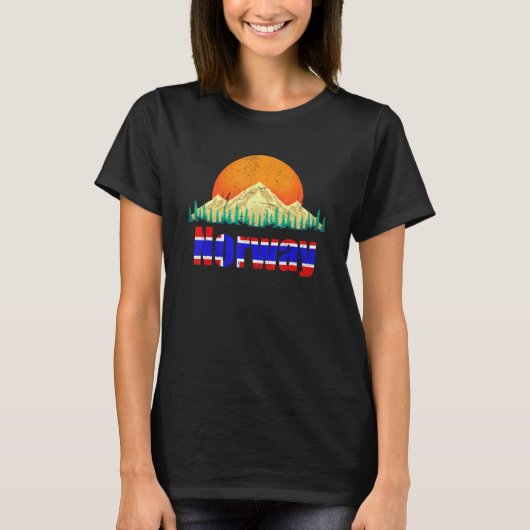 Nordic Country Norwegian Flag Mountains Sunset Nor T-shirt (Voorkant)
