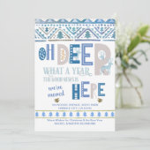 Nordic Fairisle and Deer Typography Holiday Moving Aankondiging (Staand voorkant)