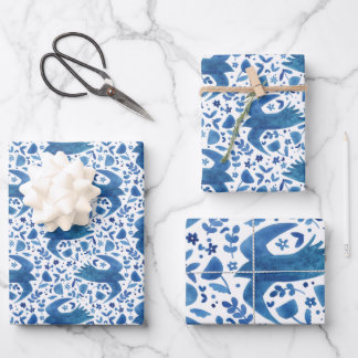 Nordic Folk Art Bird Inpakpapier Vel