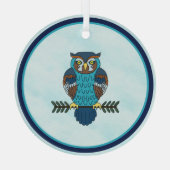 Nordic Folk Art Uil Glas Ornament (Achterkant)