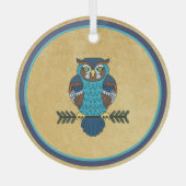 Nordic Folk Art Uil Glas Ornament (Voorkant)