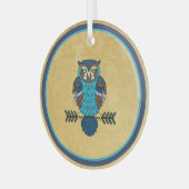 Nordic Folk Art Uil Glas Ornament (Voorkant links)