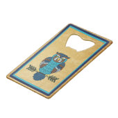 Nordic Folk Art Uil Kredietkaart Flessenopener (Voorkant Gekanteld)