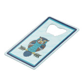 Nordic Folk Art Uil Kredietkaart Flessenopener (Voorkant Gekanteld)