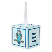 Nordic Folk Art Uil Kubus Ornament (Achter hoekig)