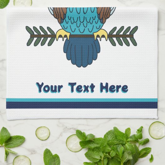 Nordic Folk Art Uil Theedoek (Gevouwen)