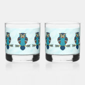 Nordic Folk Art Uil Whisky Glas (Voorkant)