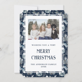 Nordic Fox Blue Photo Joyeuse carte de Noël