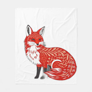Nordic Fox met bladpatronen Fleece Deken
