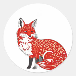 Nordic Fox met bladpatronen Ronde Sticker