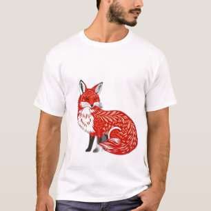 Nordic Fox met bladpatronen T-shirt